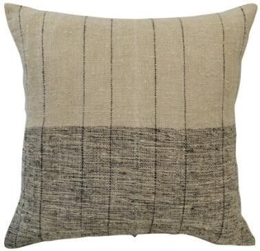 Natural woven cushion cover with a two-tone stripe