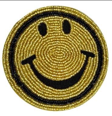 Gold beaded smiley-face coaster